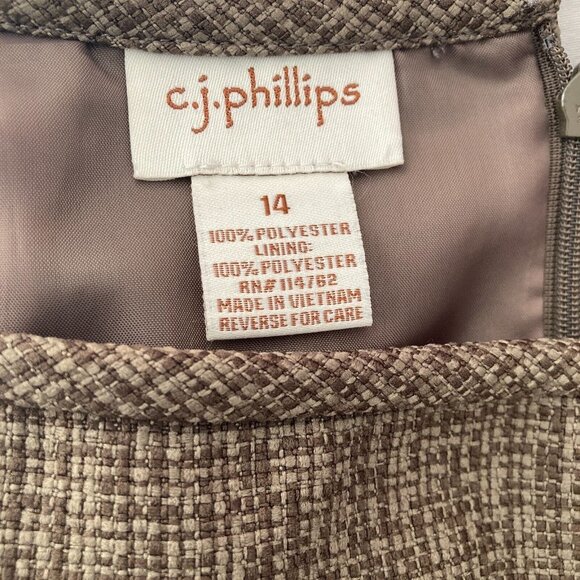 C.J Phillips Skirt Womens Size 14 Brown Textured Knee Length - Picture 3 of 7
